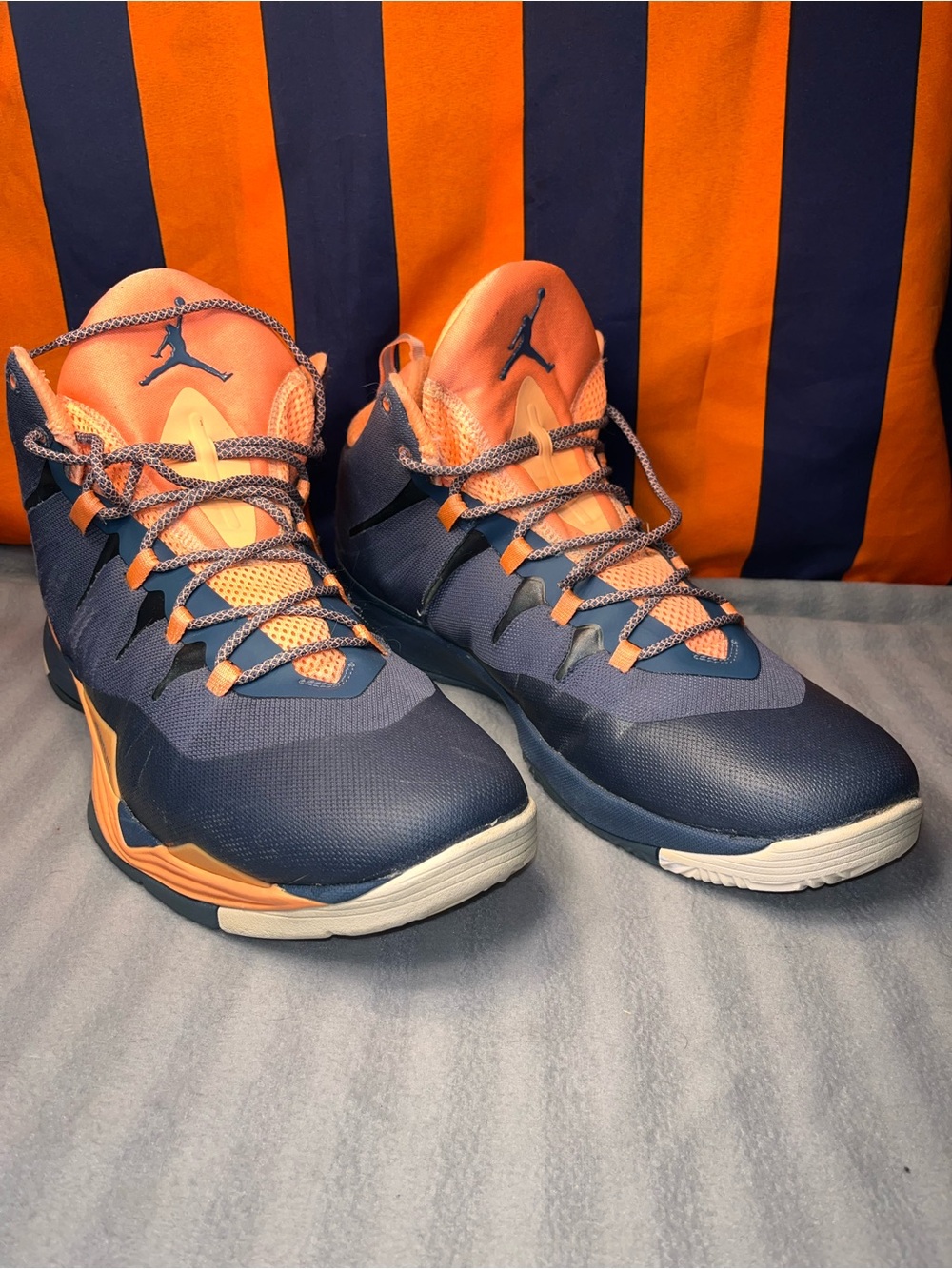 Nike Air Jordan Super Fly 2 599945-408 Dark Blue/orange Basketball Shoes Mens 18